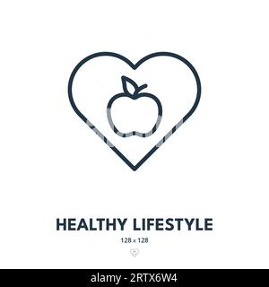 Icona stile di vita sano. Benessere, salute, salute. Tratto modificabile. Icona vettore semplice Illustrazione Vettoriale