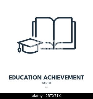 Icona dei risultati nel settore dell'istruzione. Conoscenza, laurea, laurea. Tratto modificabile. Icona vettore semplice Illustrazione Vettoriale