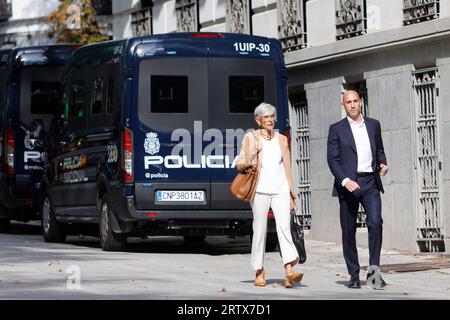 Madrid, Spagna. 15 settembre 2023. Madrid Madrid Luis Rubiales, ex presidente della federazione calcistica spagnola, testimonia davanti al giudice per aver baciato la giocatrice Jennifer Hermoso nella finale di coppa del mondo (foto G.M) GM (Guillermo Martinez/SPP) GM (Guillermo Martinez/SPP) credito: SPP Sport Press Photo. /Alamy Live News Foto Stock