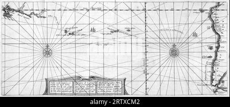 Mappa che mostra il percorso di Schouten e le Maire Foto Stock