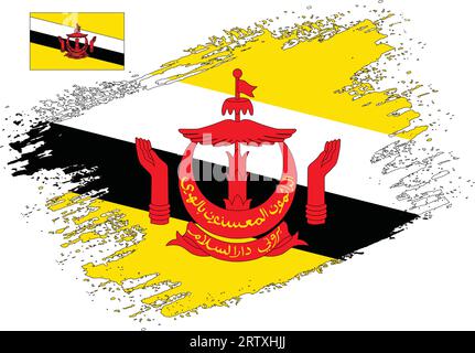 Design pennello Brunei Flag Vector Illustrazione Vettoriale