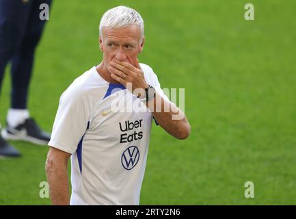 Dortmund, Deutschland. 11 settembre 2023. Firo: 09/11/2023 calcio, calcio, stagione 2023/2024 Francia allenamento allenatore conferenza stampa, gesto Didier Deschamps credito: dpa/Alamy Live News Foto Stock