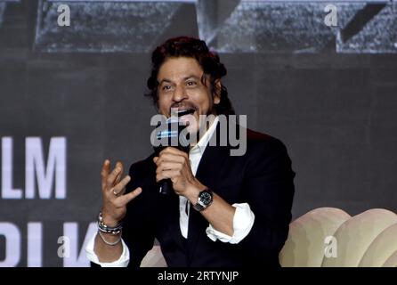 L'attore indiano Shah Rukh Khan, partecipa a una conferenza stampa dopo il successo del suo film "Jawan" a Mumbai, India. 15 settembre 2023. (Foto di Indranil Aditya/NurPhoto) credito: NurPhoto SRL/Alamy Live News Foto Stock