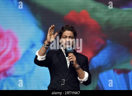 L'attore indiano Shah Rukh Khan, partecipa a una conferenza stampa dopo il successo del suo film "Jawan" a Mumbai, India. 15 settembre 2023. (Foto di Indranil Aditya/NurPhoto) credito: NurPhoto SRL/Alamy Live News Foto Stock