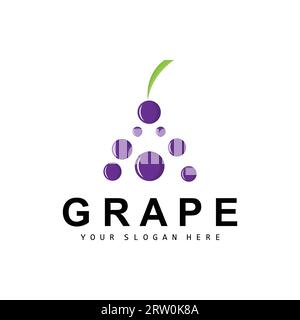 Logo Grape Fruit, Circle Style Fruit Design, Grape Farm Vector, Wine drink, icona natura, modello illustrativo Illustrazione Vettoriale