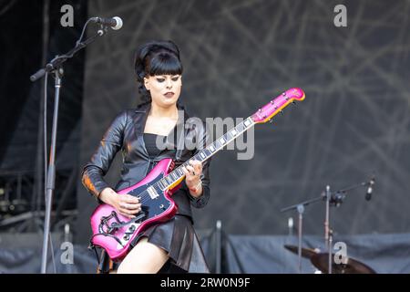 Chicago, Stati Uniti. 15 settembre 2023. Olivia Jean durante il Riot Fest Music Festival il 15 settembre 2023, a Chicago, Illinois (foto di Daniel DeSlover/Sipa USA) credito: SIPA USA/Alamy Live News Foto Stock