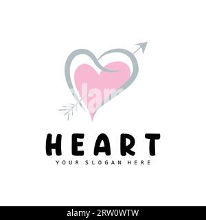 Logo Heart, Love Design, San Valentino Vector, icona Love Heart, modello illustrativo Illustrazione Vettoriale