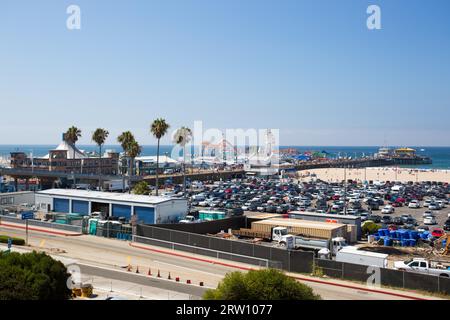 Los Angeles, USA, 9 agosto 2015: La Pacific Coast Highway vista da Santa Monica a Los Angeles, California, USA Foto Stock
