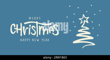 Biglietto di Natale con albero di natale. Buon Natale e felice anno nuovo Illustrazione Vettoriale