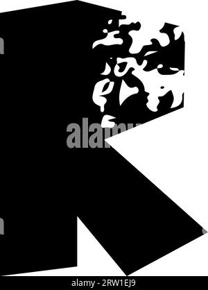 Visualizza caratteri alfabetici grunge per carta tagliata lettera R.. Foto Stock