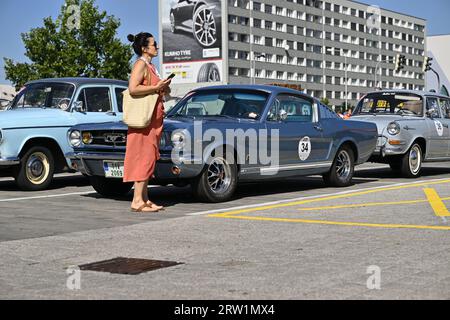 Mlada Boleslav, Repubblica Ceca. 16 settembre 2023. Mostra dei veicoli storici Concours d'Elegance 2023 a Mlada Boleslav, Repubblica Ceca, 16 settembre 2023. Nella foto Mustang 289. Crediti: Radek Petrasek/CTK Photo/Alamy Live News Foto Stock