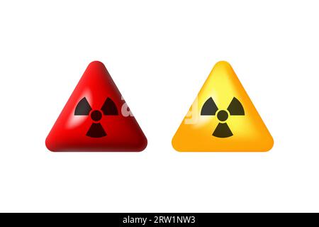 segnali di avvertenza radiazioni 3d disegno illustrativo vettoriale Illustrazione Vettoriale