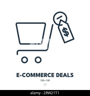 Icona delle offerte di e-commerce. Vendite, offerte, etichetta prezzo. Tratto modificabile. Icona vettore semplice Illustrazione Vettoriale