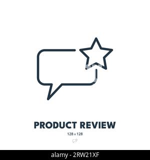 Icona Product Review (revisione prodotto). Valutazioni, feedback, opinioni. Tratto modificabile. Icona vettore semplice Illustrazione Vettoriale