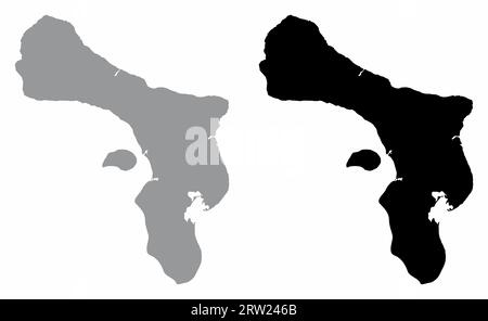 Le mappe della silhouette Bonaire grigia e nera Illustrazione Vettoriale