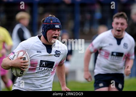 Selkirk, Regno Unito. 16 settembre 2023. SELKIRK, sabato 16 settembre 2023. Premiership/Border League Selkirk RFC vs JedForest RFC a Philiphaugh Border Derby Clash ( Credit: Rob Gray/Alamy Live News Foto Stock