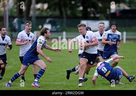 Selkirk, Regno Unito. 16 settembre 2023. SELKIRK, sabato 16 settembre 2023. Premiership/Border League Selkirk RFC vs JedForest RFC a Philiphaugh Border Derby Clash ( Credit: Rob Gray/Alamy Live News Foto Stock