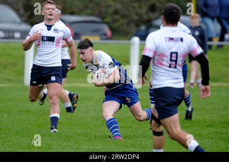 Selkirk, Regno Unito. 16 settembre 2023. SELKIRK, sabato 16 settembre 2023. Premiership/Border League Selkirk RFC vs JedForest RFC a Philiphaugh Border Derby Clash ( Credit: Rob Gray/Alamy Live News Foto Stock