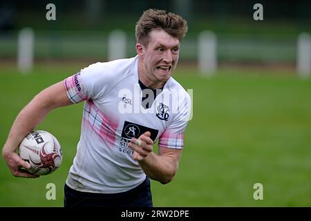 Selkirk, Regno Unito. 16 settembre 2023. SELKIRK, sabato 16 settembre 2023. Premiership/Border League Selkirk RFC vs JedForest RFC a Philiphaugh Border Derby Clash ( Credit: Rob Gray/Alamy Live News Foto Stock