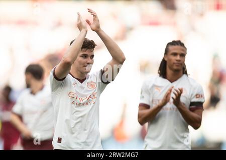 Stratford, Londra, Regno Unito. 16 settembre 2023. Julian Alvarez del Manchester City gestures durante la partita di Premier League tra il West Ham United e il Manchester City al London Stadium, Stratford, sabato 16 settembre 2023. (Foto: Federico Guerra Maranesi | mi News) crediti: MI News & Sport /Alamy Live News Foto Stock