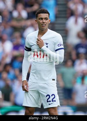 Brennan Johnson del Tottenham Hotspur durante la partita di Premier League al Tottenham Hotspur Stadium di Londra. Data immagine: Sabato 16 settembre 2023. Foto Stock