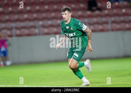 Cracovia, Polonia. 15 settembre 2023. Erick Exposito Hernandez di Slask Wroclaw visto in azione durante la partita di calcio polacca PKO Ekstraklasa League 2023/2024 tra Puszcza Niepolomoce e Slask Wroclaw allo Stadio Cracovia. Punteggio finale; pallone Puszcza Niepolomice 1:3 di Breslavia. (Foto di Grzegorz Wajda/SOPA Images/Sipa USA) credito: SIPA USA/Alamy Live News Foto Stock