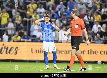 Bruxelles, Belgio. 16 settembre 2023. Andi Zeqiri di Genk raffigurato durante una partita di calcio tra Royale Union Saint-Gilloise e KRC Genk, sabato 16 settembre 2023 a Bruxelles, il giorno 07 della stagione 2023-2024 della prima divisione del campionato belga "Jupiler Pro League". BELGA PHOTO JOHN THYS Credit: Belga News Agency/Alamy Live News Foto Stock