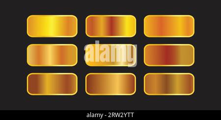 set texture sfumature oro icona vettoriale sfondo illustrazione meallick, nastro, sfumature oro, Illustrazione Vettoriale