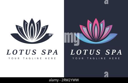 Logotipo Lotus Spa Logo Design Massage Center logotipo Beauty Cosmetic logotipo Illustrazione Vettoriale