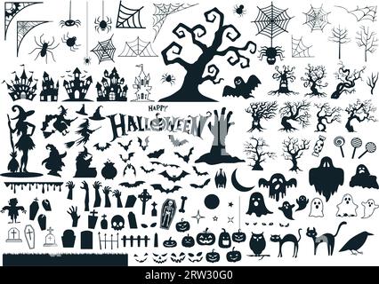 Set Halloween di Vector silhouette Illustrazione Vettoriale