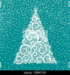 Astratto albero di Natale bianco. Illustrazione vettoriale Illustrazione Vettoriale