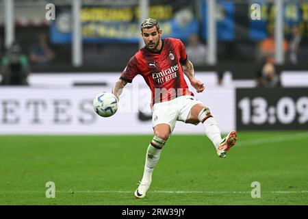 Milano, Italia. 16 settembre 2023. Theo Hernandez (Milano) durante la partita italiana di serie A tra l'Inter 5-1 Milano allo Stadio Giuseppe Meazza il 16 settembre 2023 a Milano. Credito: Maurizio Borsari/AFLO/Alamy Live News Foto Stock