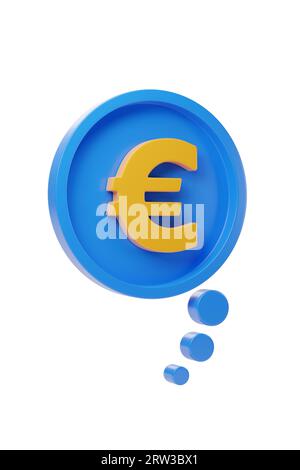 Linguaggio a bolla con simbolo euro isolato su sfondo bianco. illustrazione 3d. Foto Stock