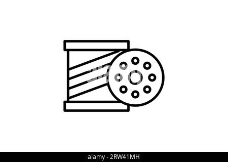 Icona Bobbin. Icona relativa a tessuti, cucito e componenti nelle macchine da cucire. Stile icona linea. Semplice progettazione vettoriale modificabile Illustrazione Vettoriale