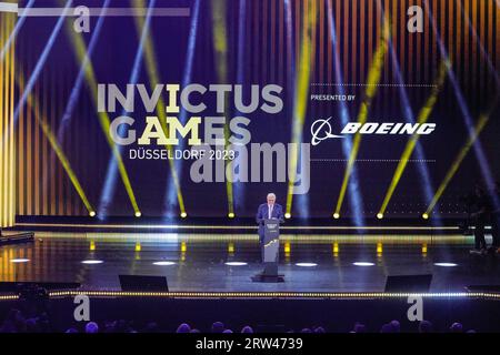 Düsseldorf, Germania. 16 settembre 2023. Frank-Walter Steinmeier, presidente tedesco, parla alla cerimonia. Gli Invictus Games Düsseldorf si concludono con una cerimonia di chiusura alla Merkur Spiel Arena. 21 nazioni hanno partecipato ai giochi quest'anno. Crediti: Imageplotter/Alamy Live News Foto Stock