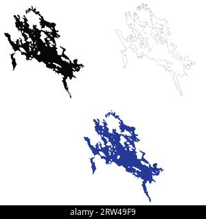 Mappa del lago Winnipesaukee. Mappa del New Hampshire. Icona del lago Winnipesaukee. piatto. Foto Stock