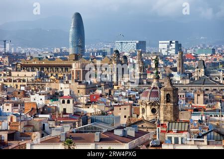 Vista sulla città di Barcellona in Catalogna, Spagna Foto Stock