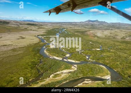 Vista aerea di morene creek, Katmai National Park, Alaska Foto Stock