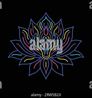 Logo Lotus in stile line art. Illustrazione Vettoriale