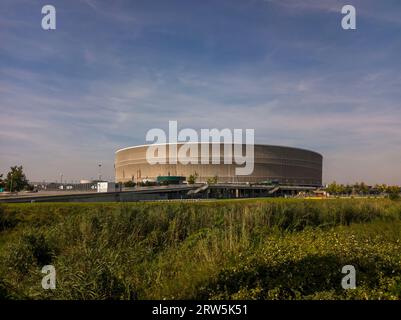 Lo Stadion Wrocław alla periferia di Breslavia in Polonia Foto Stock