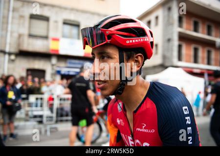 Guadarrama, Madrid, Spagna. 16 settembre 2023. Egan Bernal (Granatieri Ineos) al termine della 20a tappa della corsa spagnola la Vuelta il 16 settembre 2023 a Guadarrama, Spagna (Credit Image: © Alberto Gardin/ZUMA Press Wire) SOLO USO EDITORIALE! Non per USO commerciale! Foto Stock