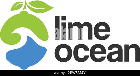 Logo Lime Ocean Fruits Leaf dai colori moderni Illustrazione Vettoriale
