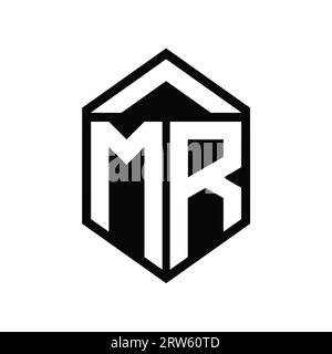 MR Letter Logo monogramma semplice schermatura esagonale modello di design isolato Foto Stock