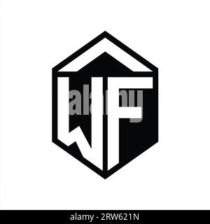 WF Letter Logo monogramma semplice forma di schermatura esagonale modello di design isolato Foto Stock