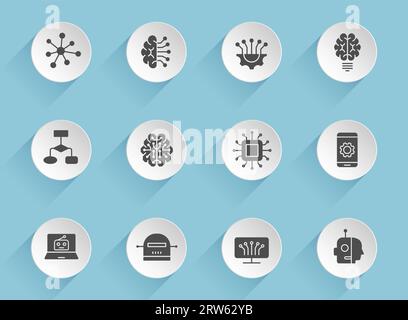 icone dei vettori di intelligenza artificiale Illustrazione Vettoriale