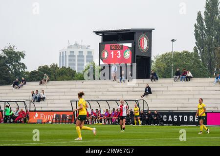 Rotterdam, Paesi Bassi. 17 settembre 2023. Rotterdam - il punteggio finale durante la partita tra Feyenoord V1 contro fortuna Sittard V1 a Nieuw Varkenoord il 17 settembre 2023 a Rotterdam, Paesi Bassi. Credito: Immagini da Box a Box/Alamy Live News Foto Stock