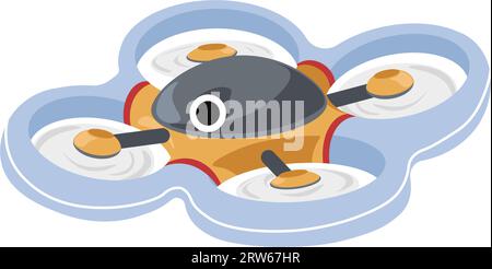 Drone o aereo con ali e macchina fotografica per riprendere e scattare foto. Veicoli aerei isolati senza equipaggio per sorveglianza e spionaggio. Automatizzato e. Illustrazione Vettoriale