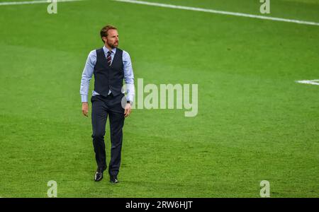 Mosca, Russia – 3 luglio 2018. Allenatore della nazionale di calcio inglese Gareth Southgate durante la Coppa del mondo 2018 turno di 16 partita Colombia vs Inghilterra (1-1) Foto Stock