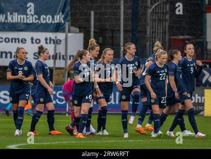 Dundee, Scozia, Regno Unito. 14 luglio 2023: Un'amichevole internazionale tra le donne scozzesi e le donne dell'Irlanda del Nord a Dens Park, Dundee. Foto Stock