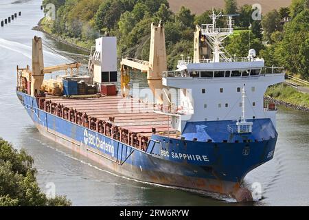 General Cargo Ship BBC SAPPHIRE che passa per il Canale di Kiel Foto Stock